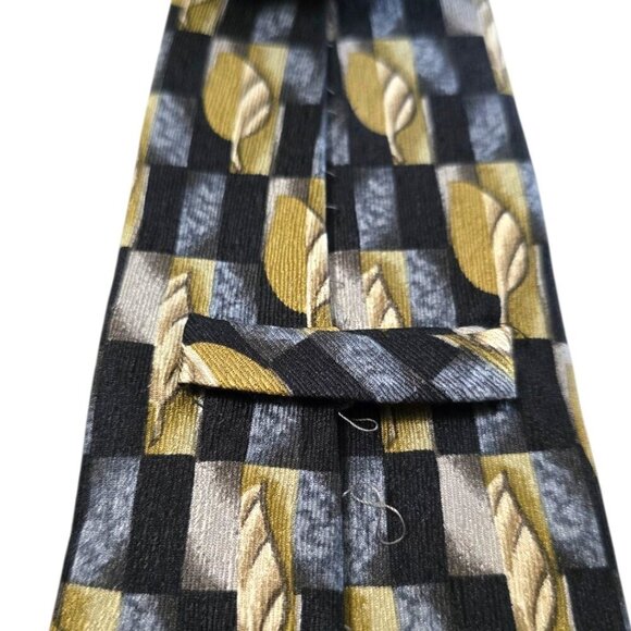 Manzoni Leaf Print Italian Silk Tie - Picture 4 of 7